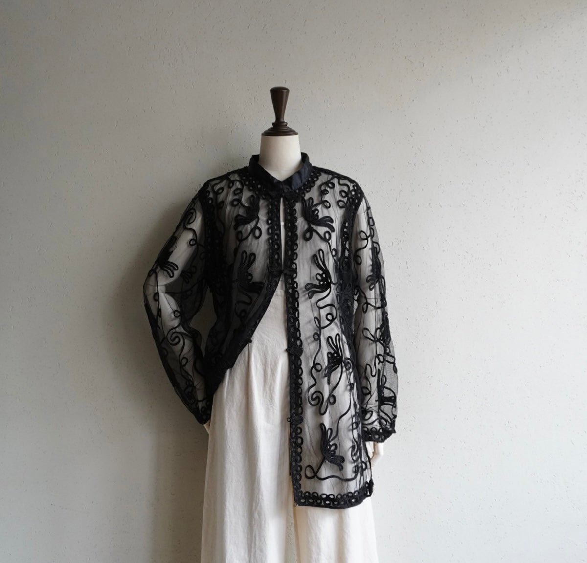 90s Black Cord Lace Blouse