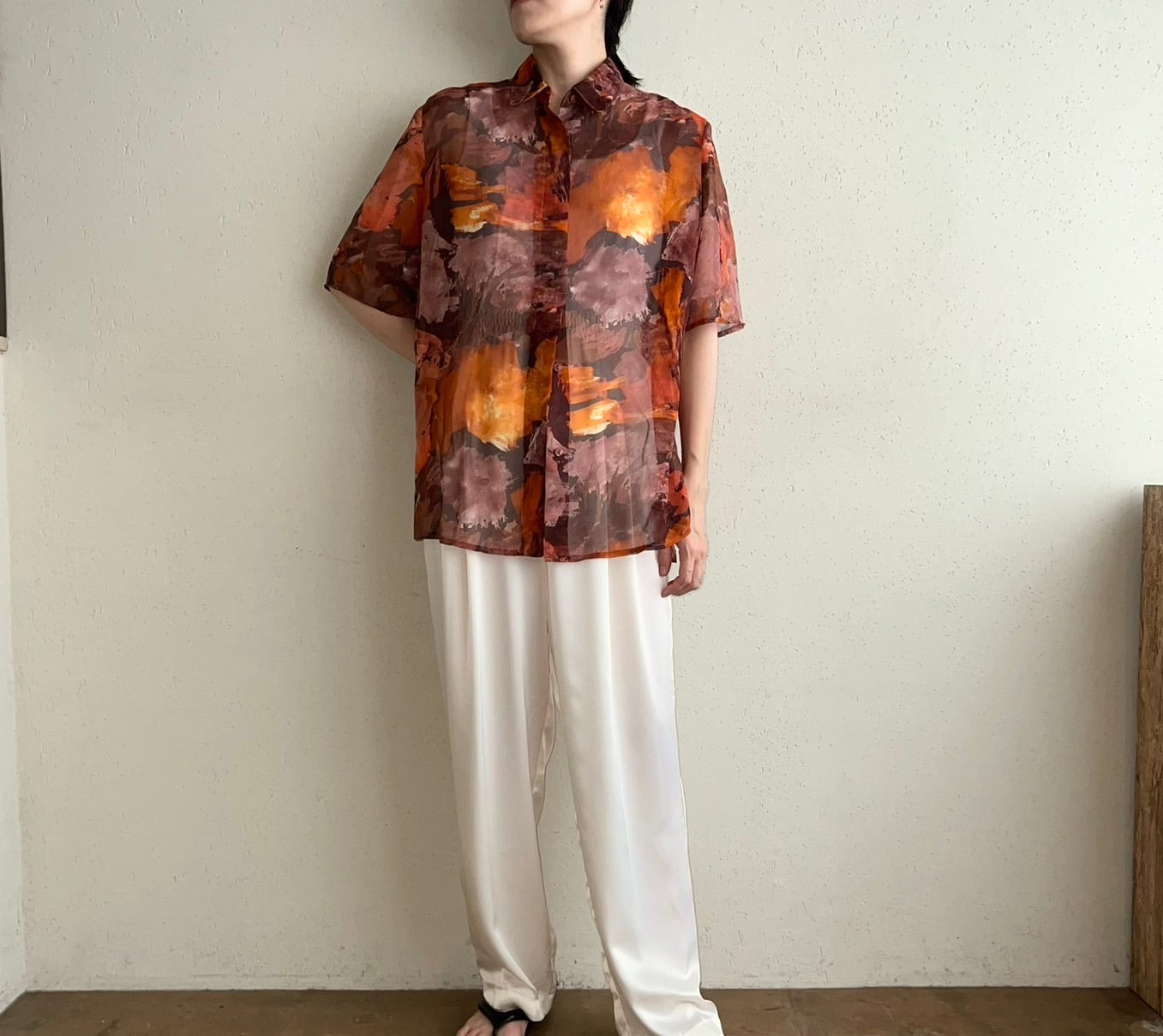 90s Printed Sheer Shirt
