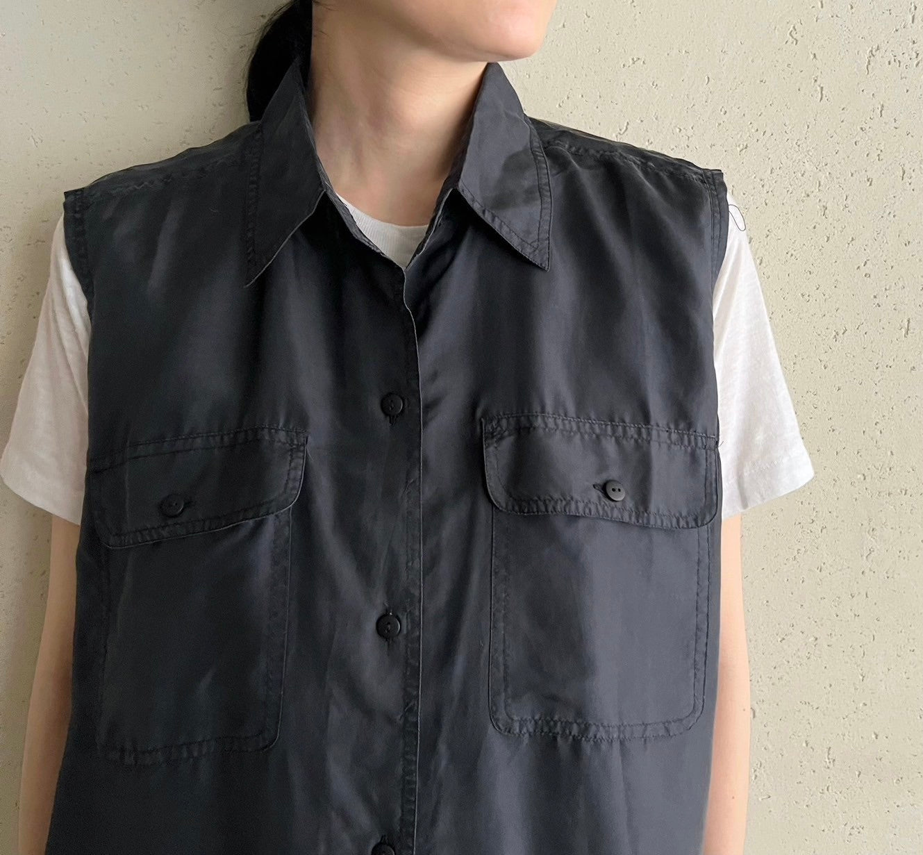 90s Sleeveless Silk shirt