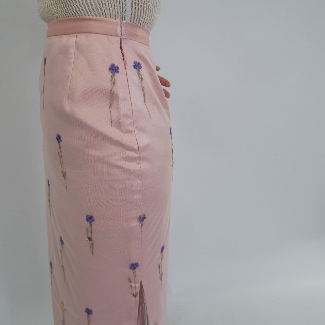90s Embroidery Sheer Maxi Skirt