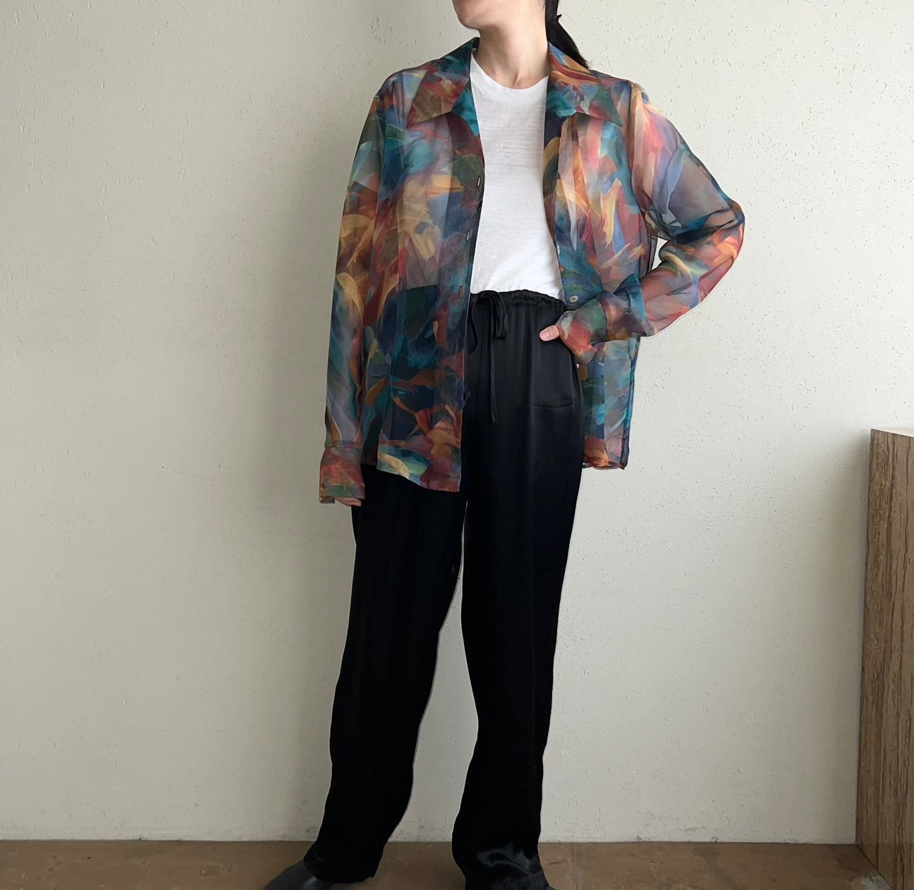 90s Printed Sheer Shirt Made in USA