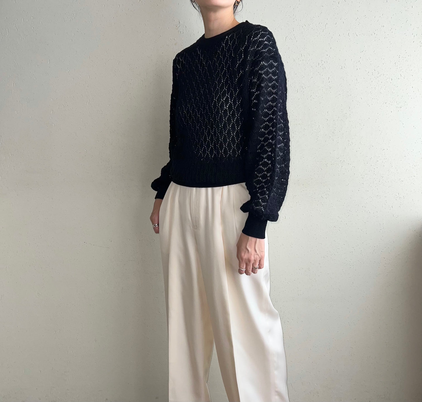 70s Crochet Knit Top Made in USA