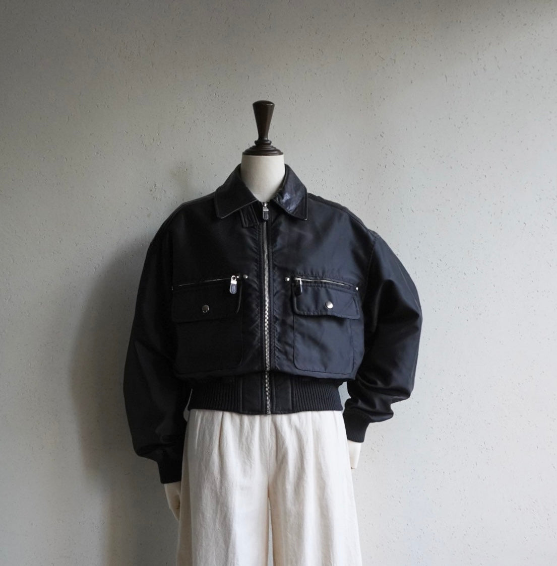 90s Nylon×Leather Jacket Made in USA