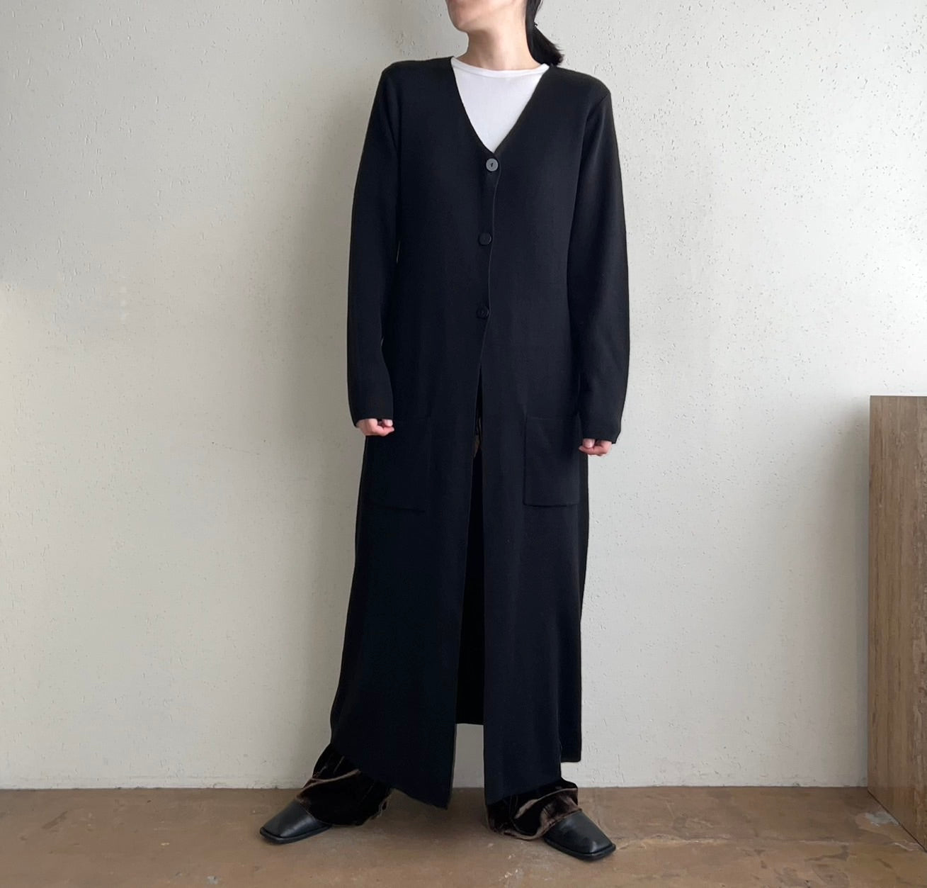 90s Black Long Cardigan