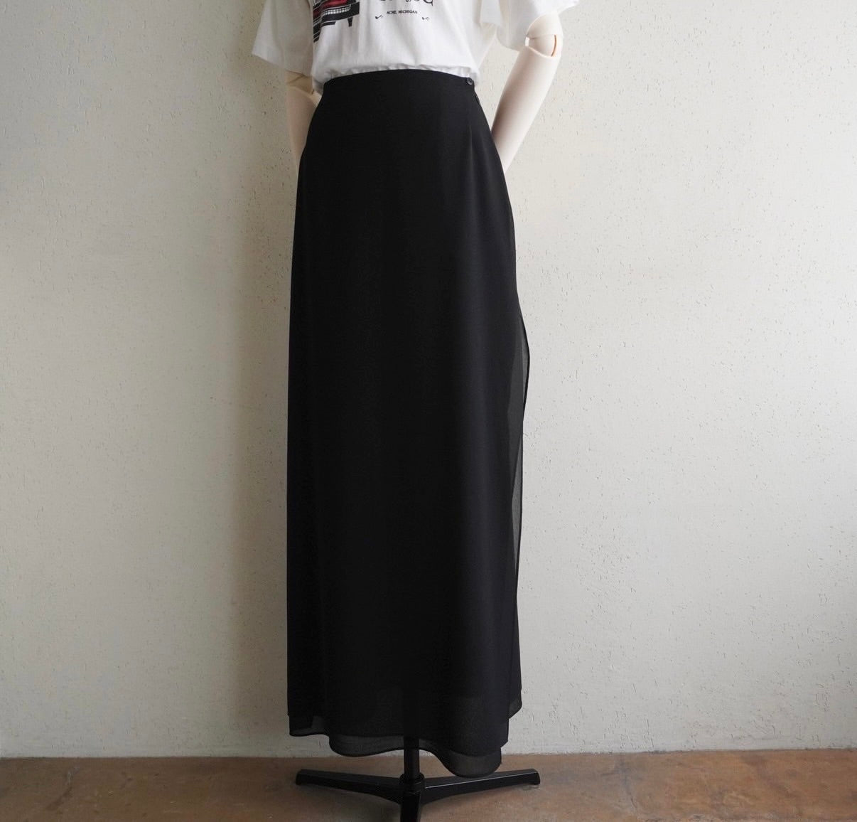 90s Black Slit Design Skirt