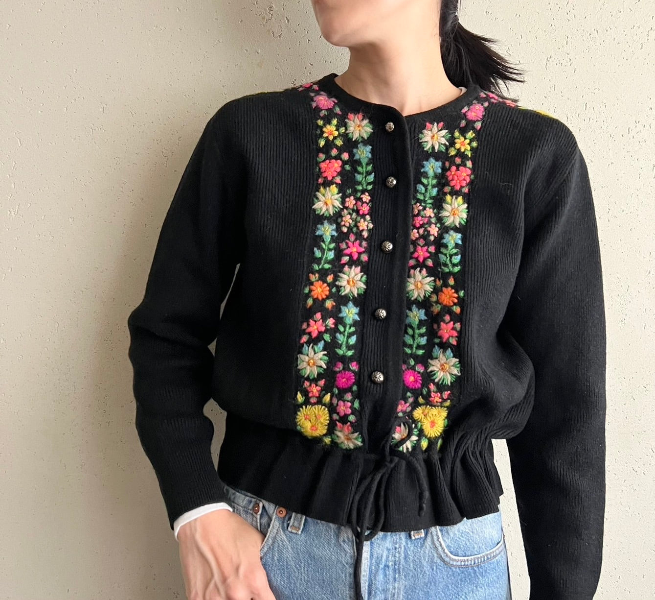 80s Embroidery Knit Cardigan