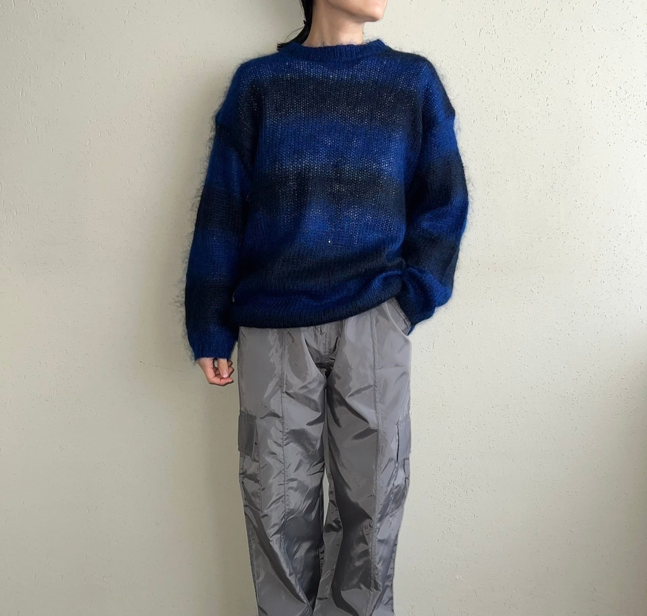 90s Black x Blue Mohair Knit