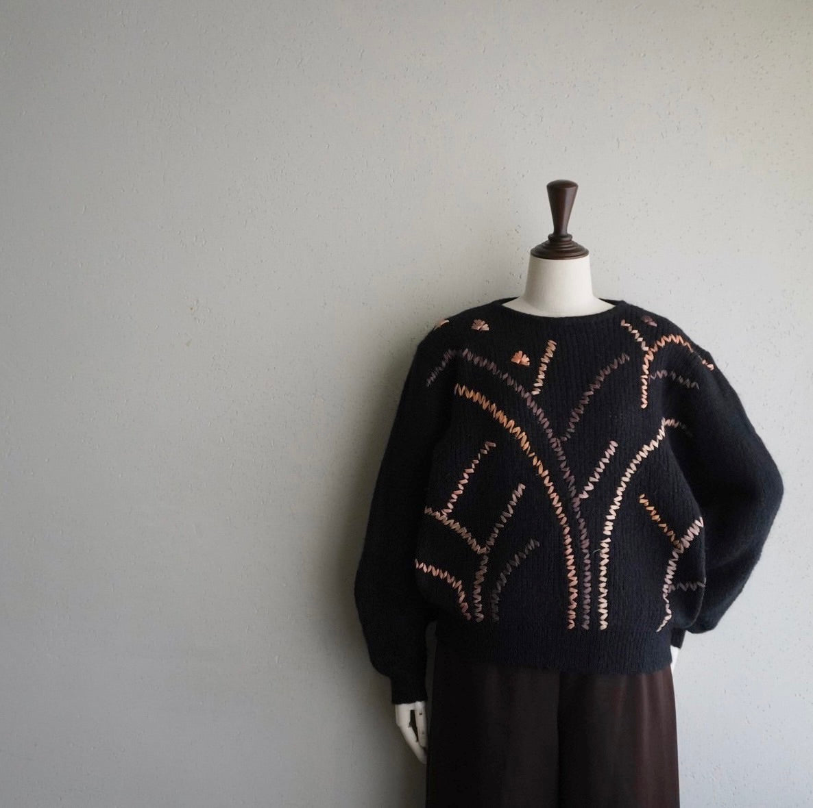 80s EURO Ribbon Design Mohair Knit