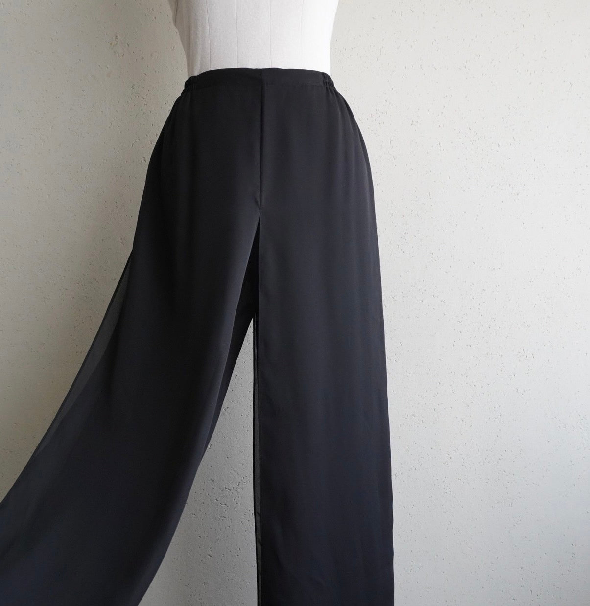 90s Black Slit Design Pants