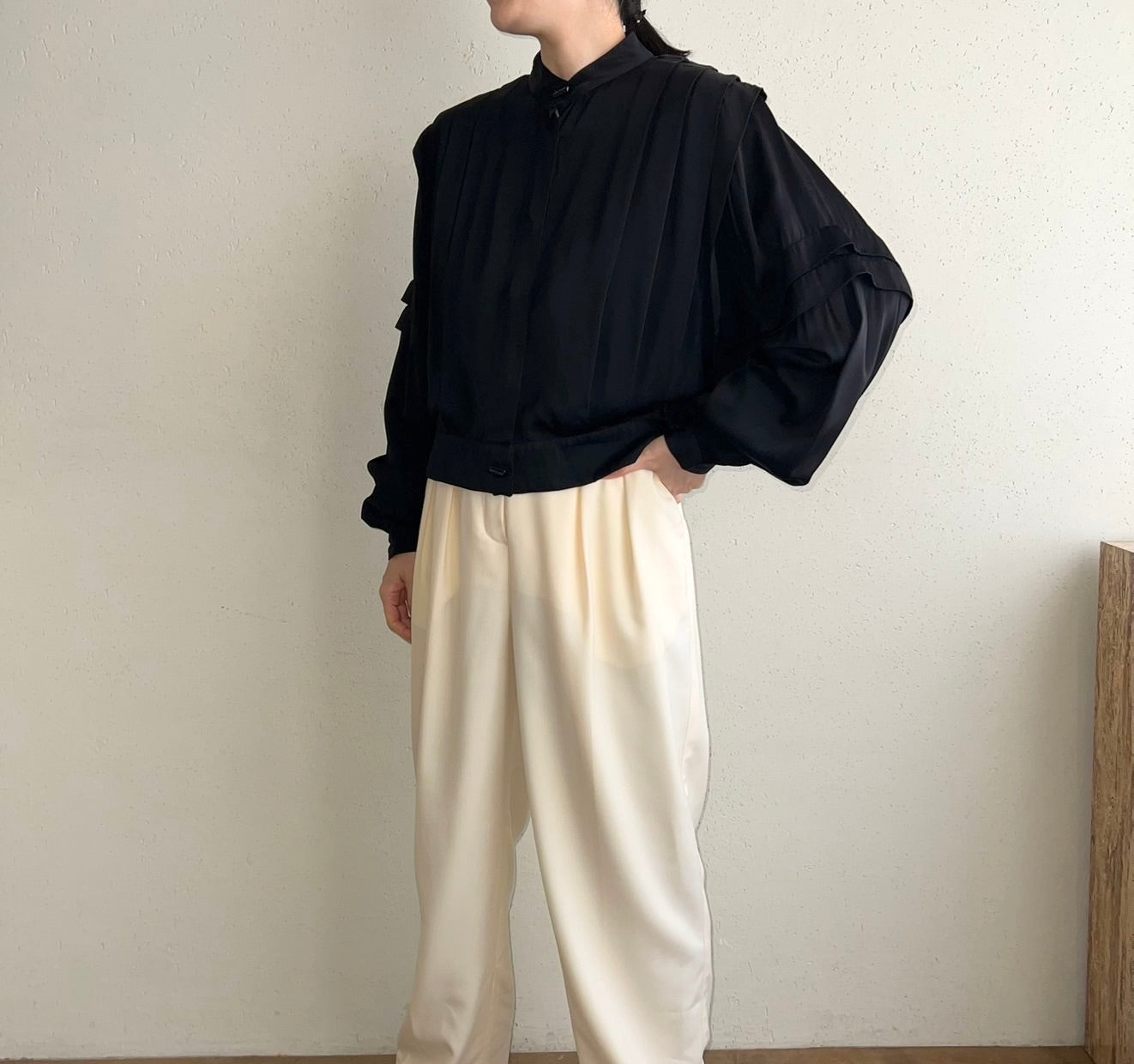 80s EURO Pleated Jacket Blouse