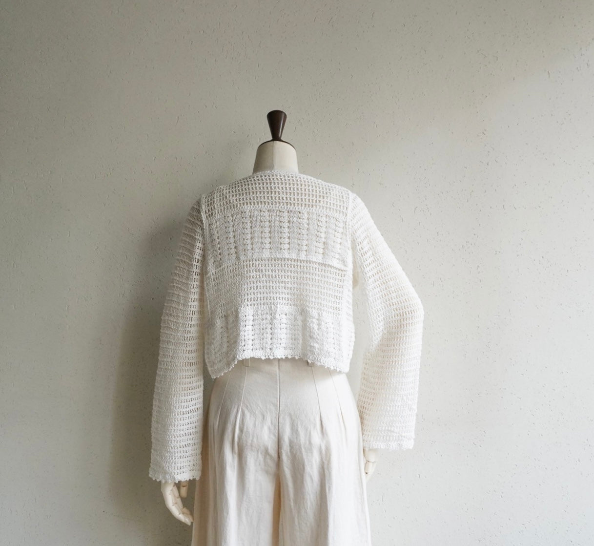 90s White Crochet Cardigan