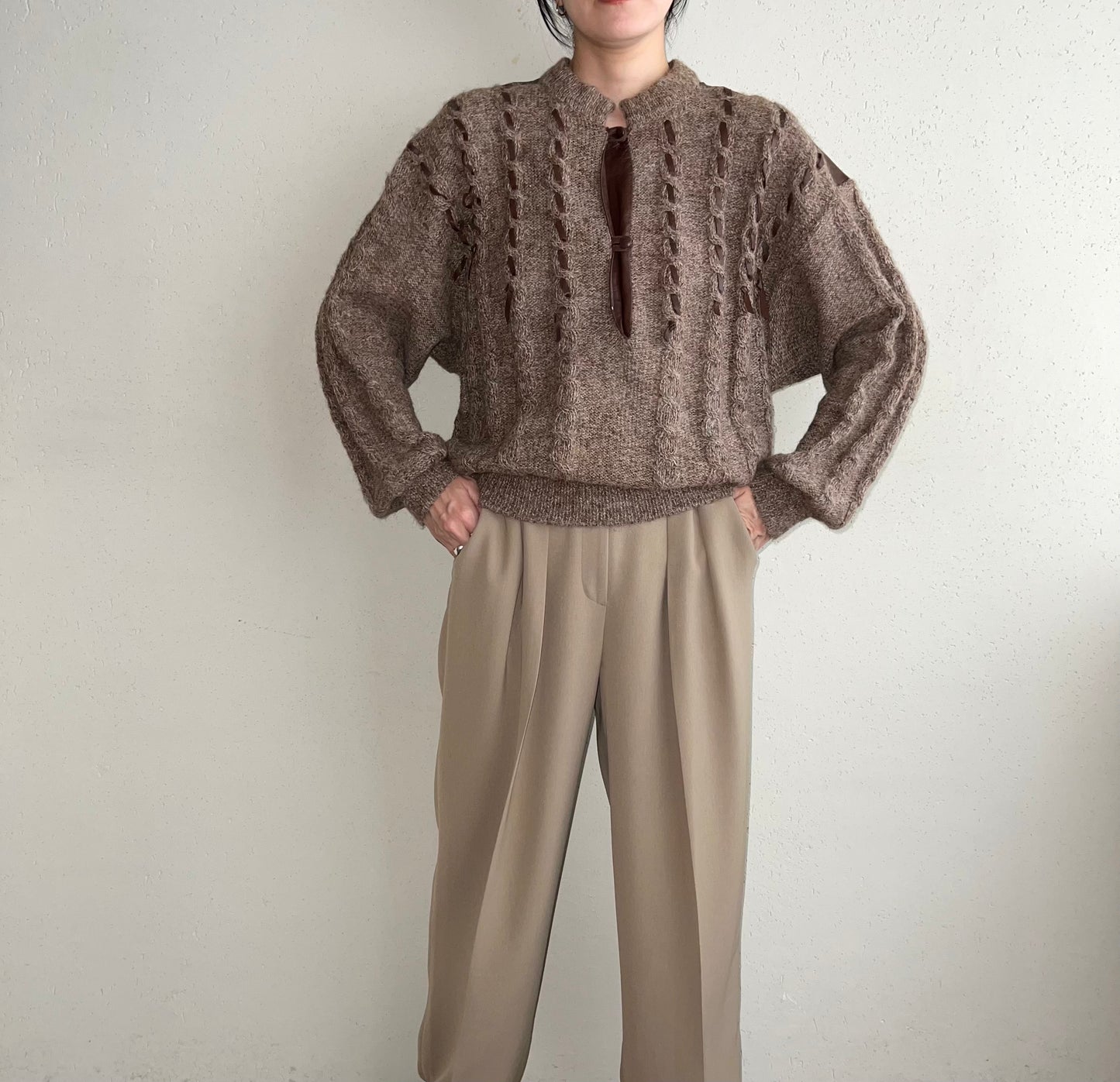 80s Leather Design Knit