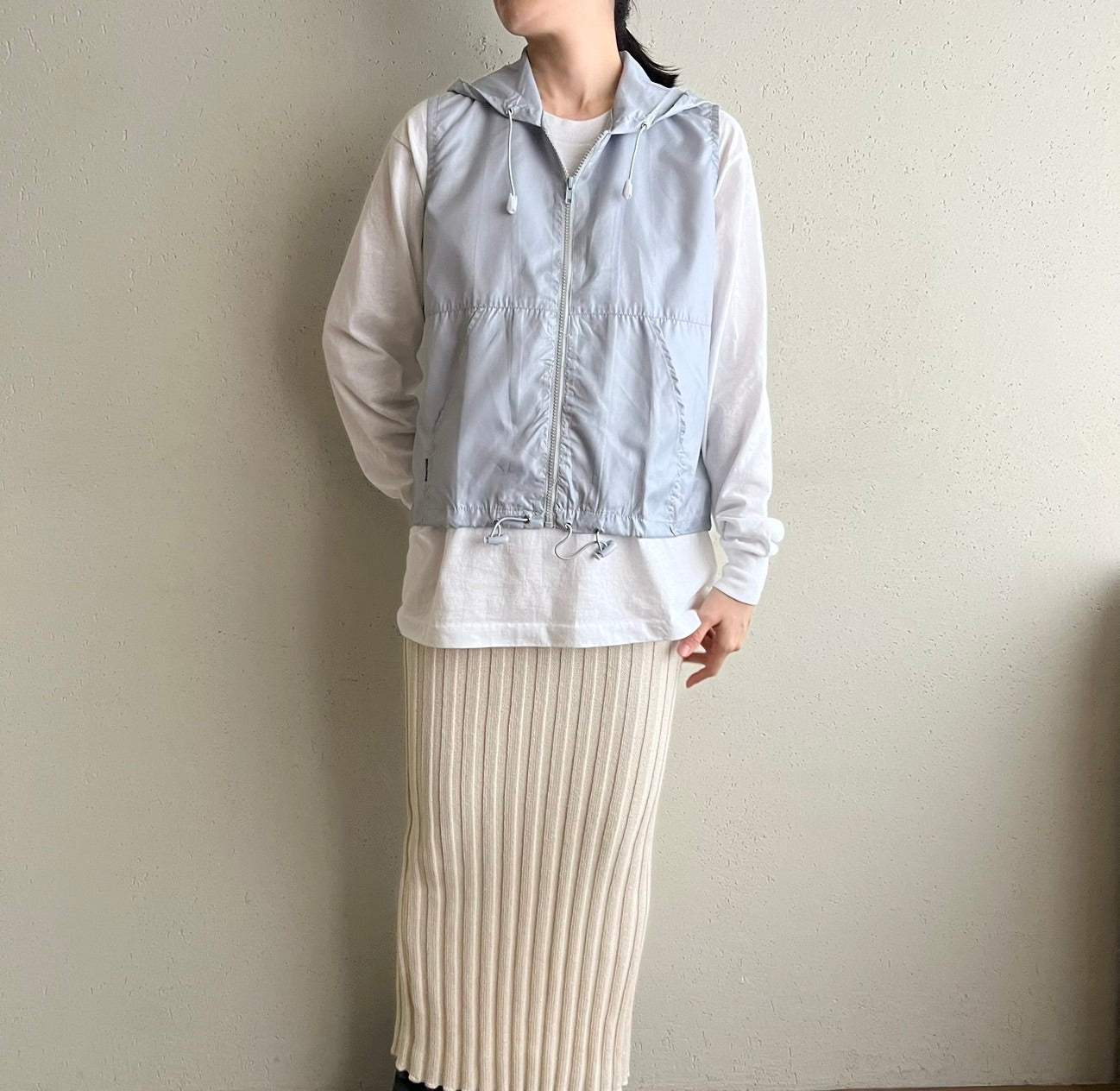 90s Light Blue Sleeveless Zipped Top Dead Stock