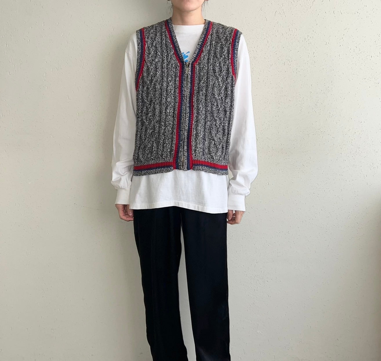 90s Zipped Cotton Knit Vest