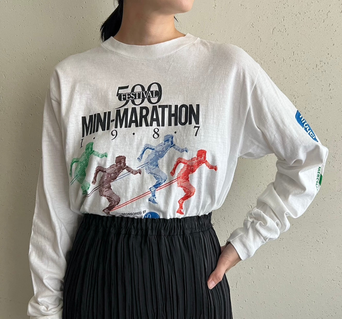 80s Printed Long Sleeves T-shirt Made in USA