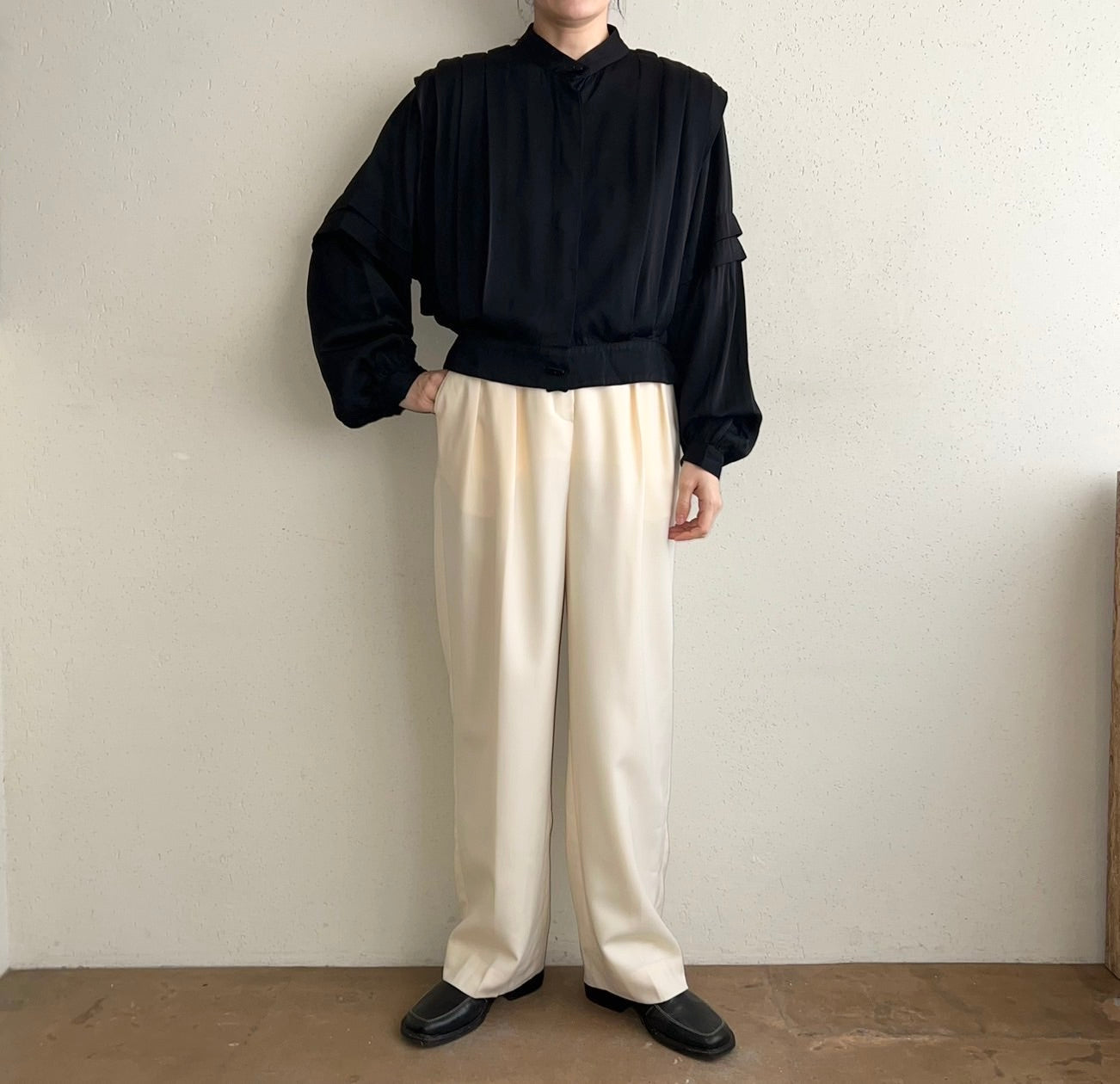 80s EURO Pleated Jacket Blouse