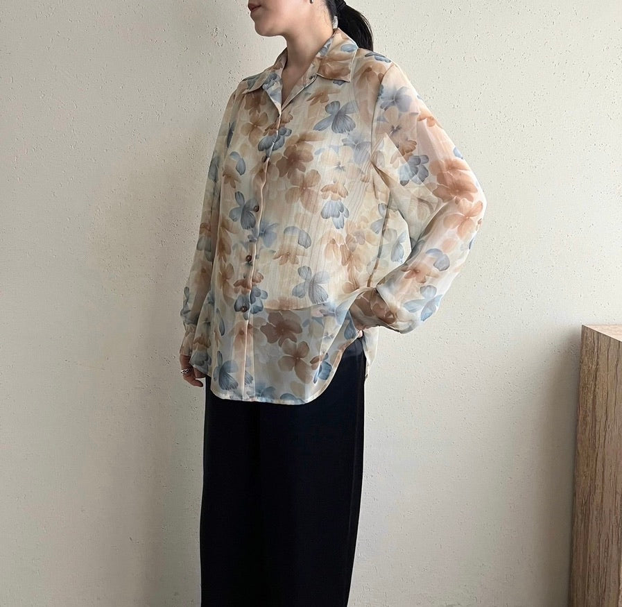 90s Printed Sheer Shirt