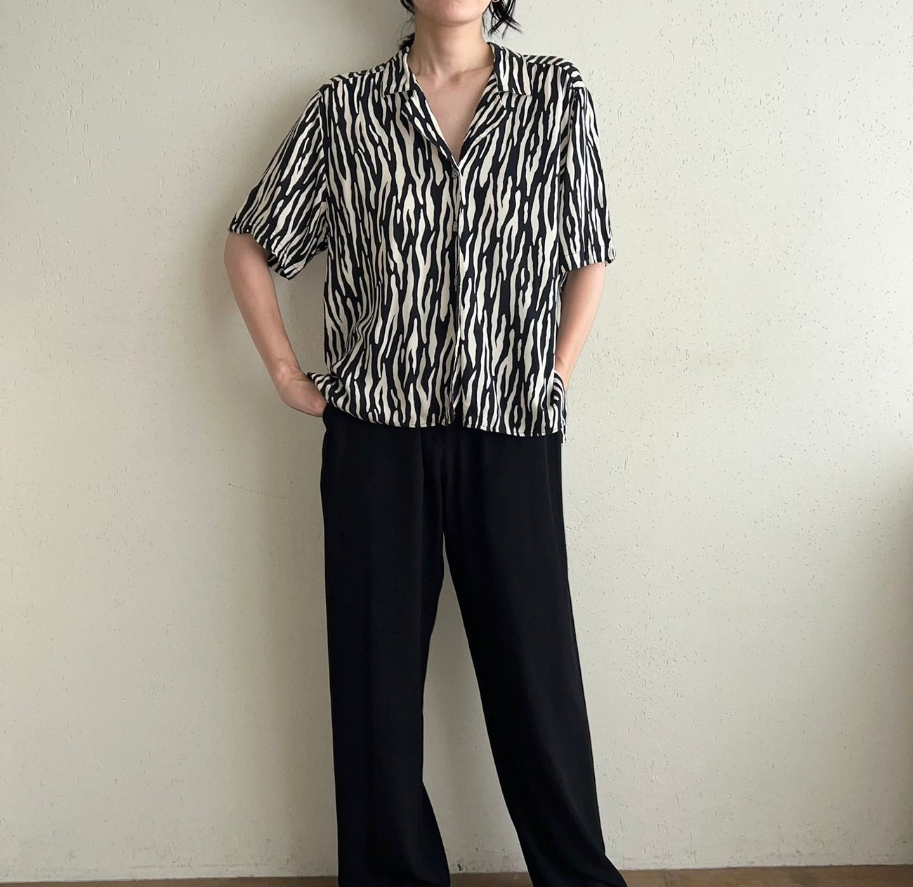 90s Rayon Pattern Printed Shirt