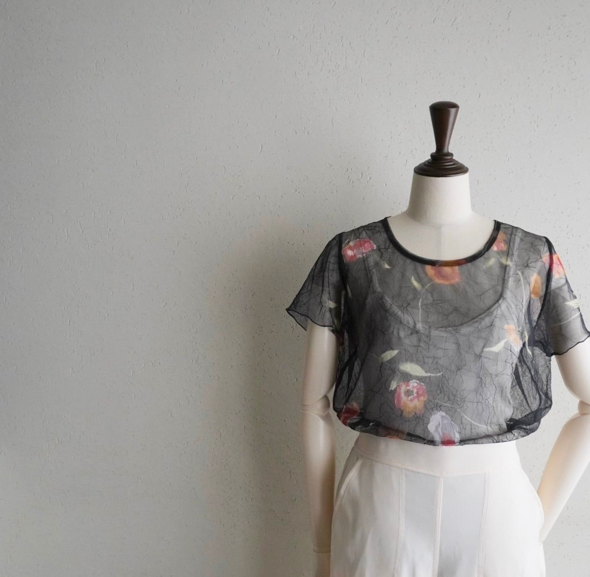 90s Printed Sheer Top