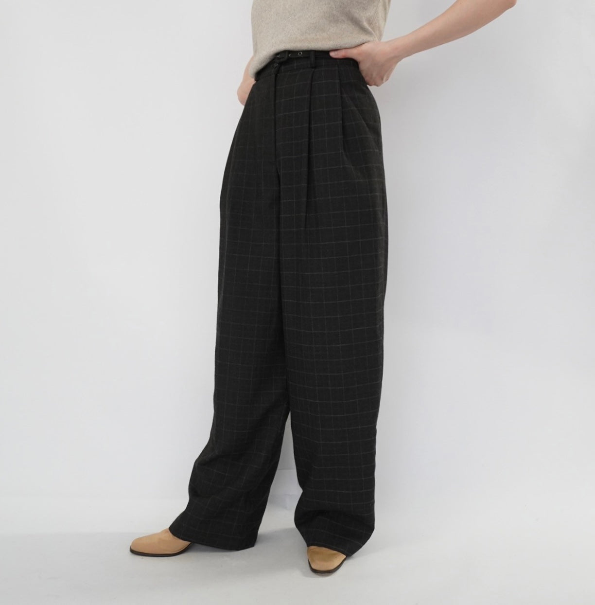 90s Plaid Wide Pants