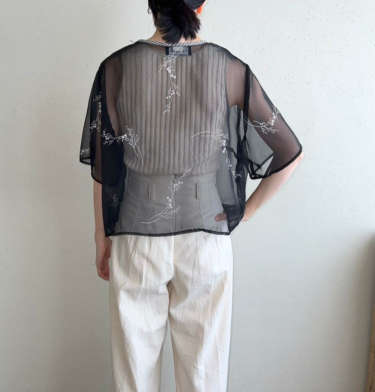 90s Sheer Printed Blouse Made in USA