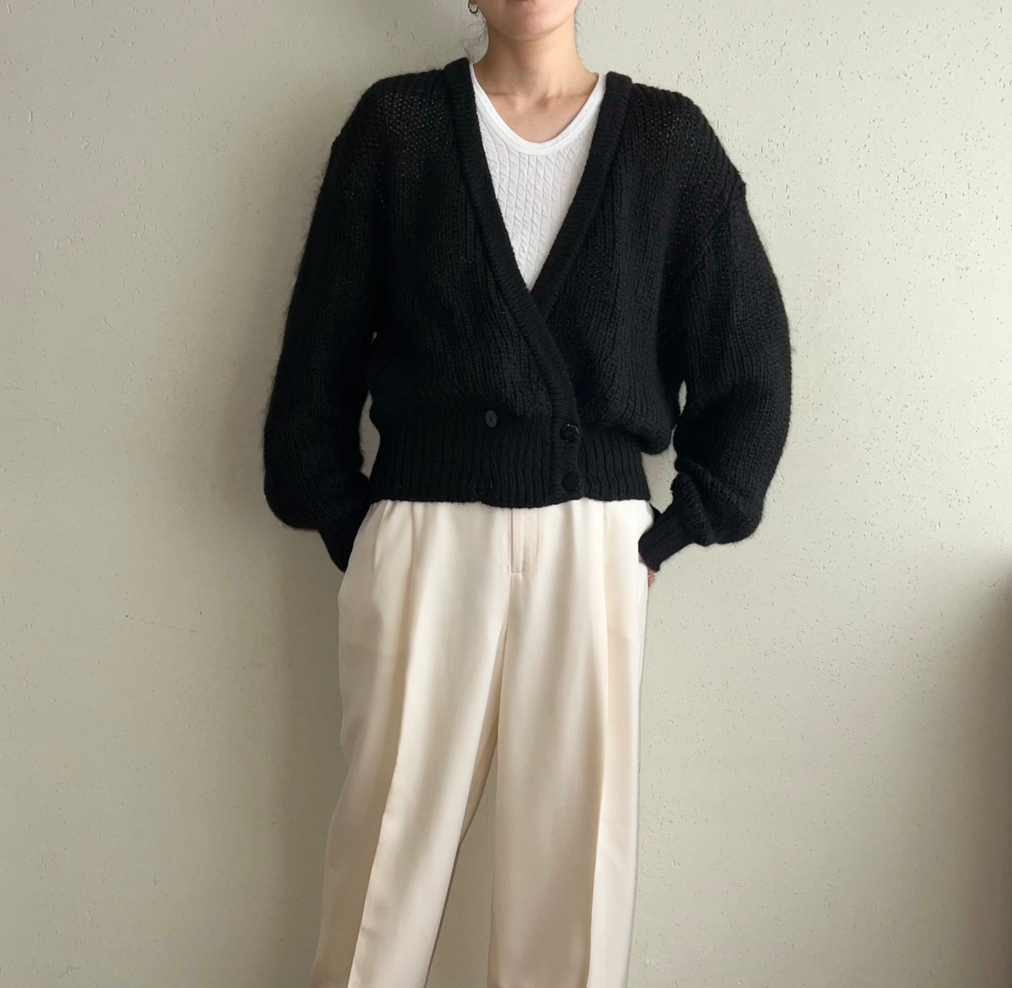 90s Mohair Knit Cardigan Made in UK