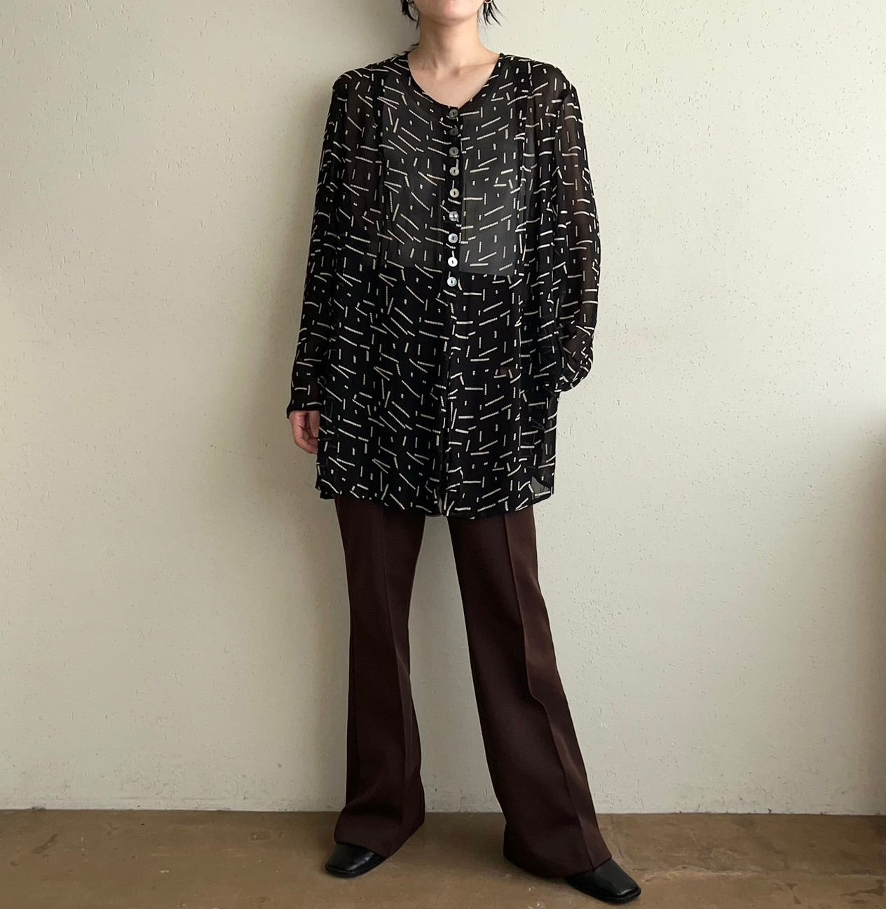 90s EURO Sheer Printed Shirt Dead Stock