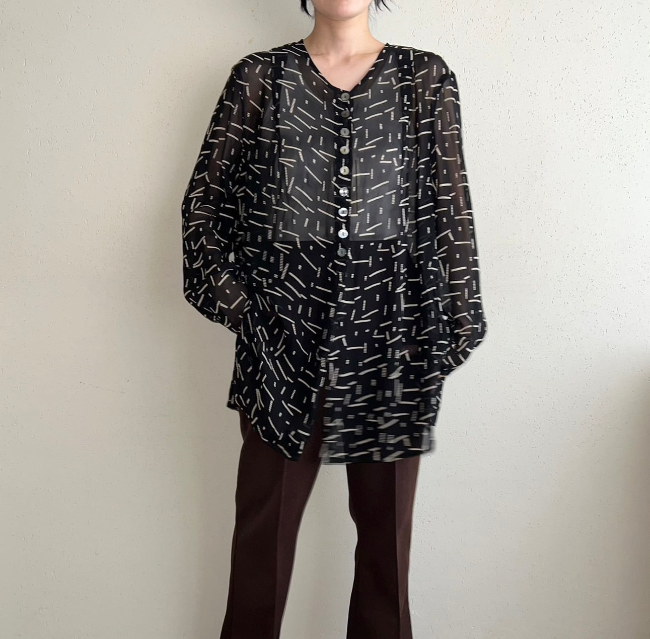 90s EURO Sheer Printed Shirt Dead Stock