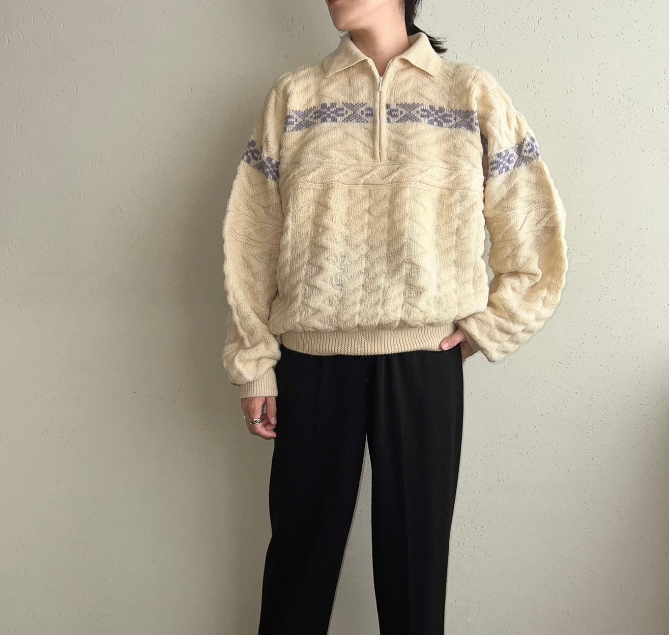 80s Zipped Wool Knit Made in Italy