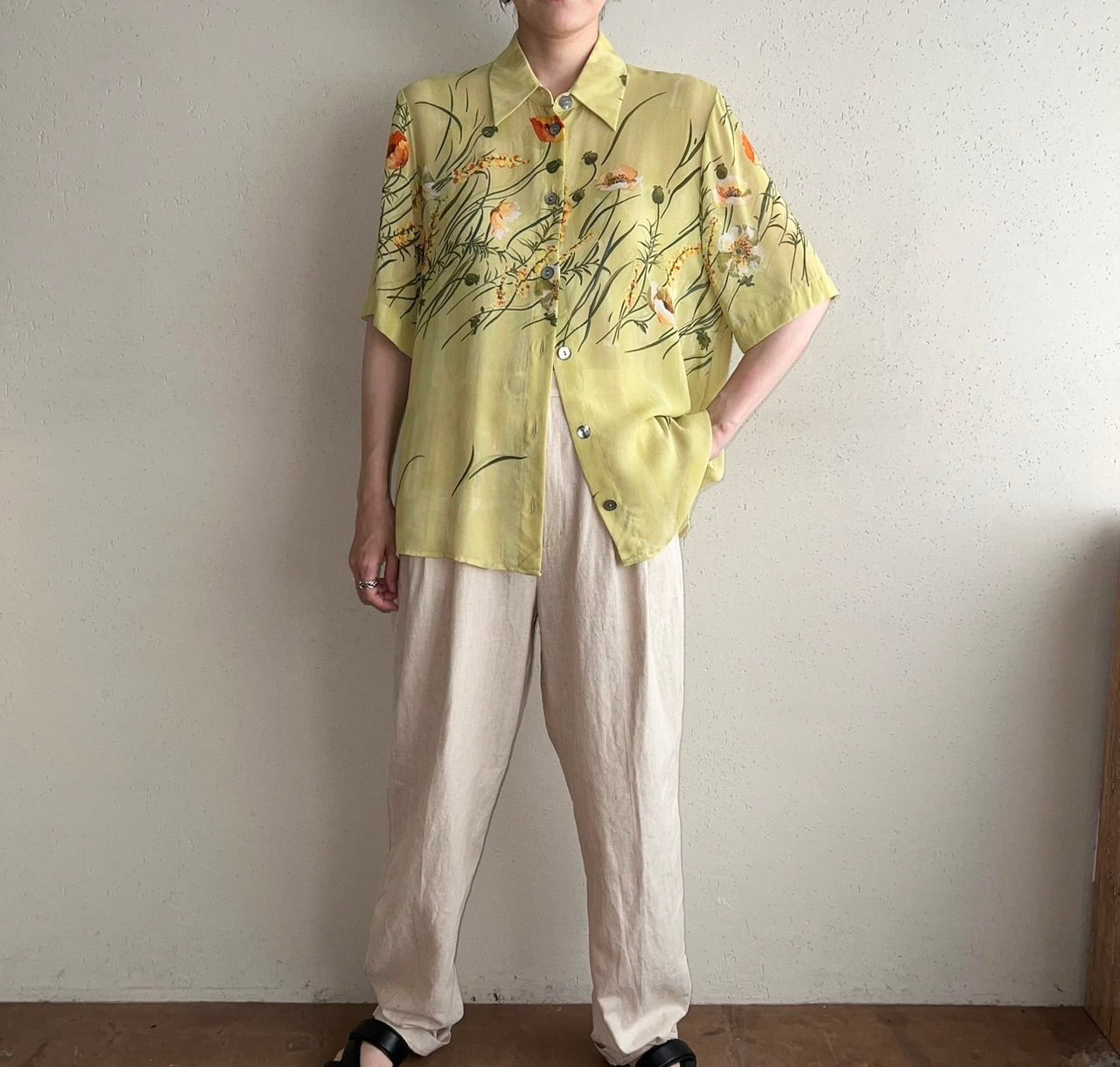 90s EURO Printed Sheer Shirt