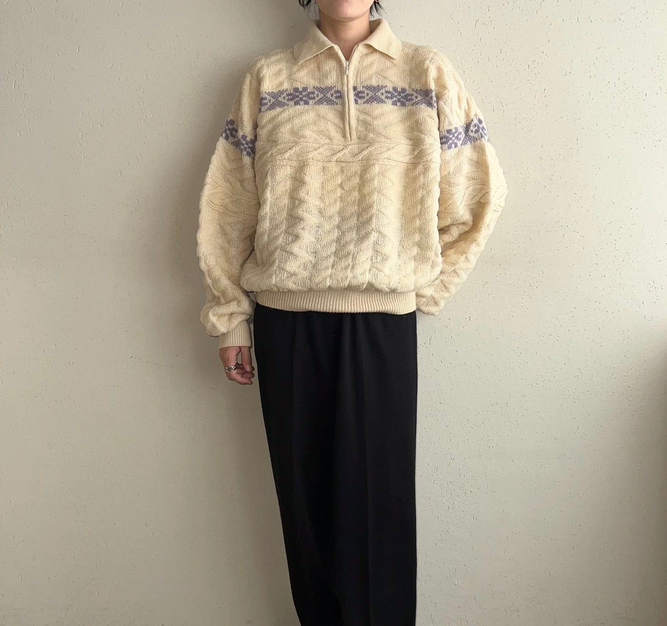80s Zipped Wool Knit Made in Italy