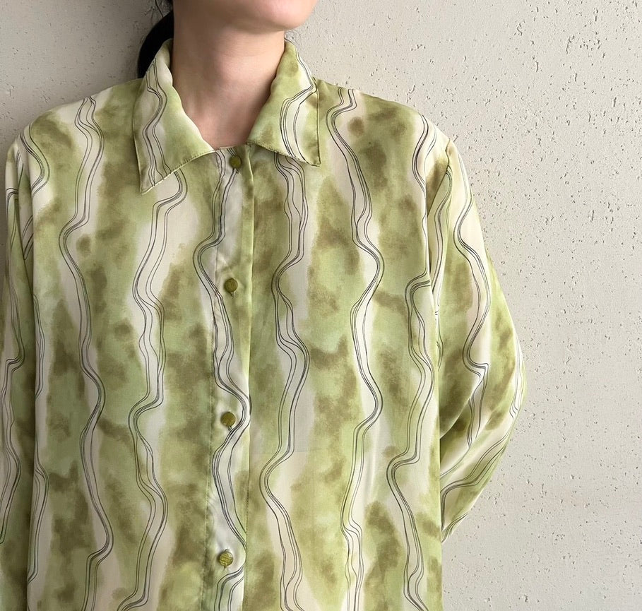 90s EURO Sheer Printed Shirt
