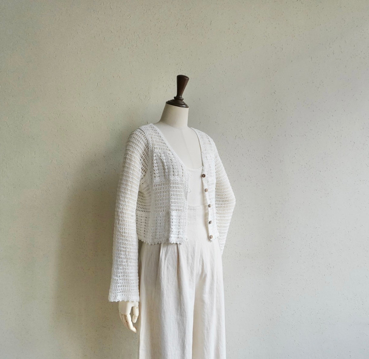 90s White Crochet Cardigan