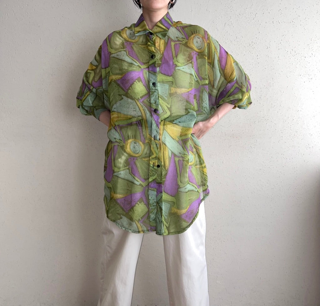 90s Sheer Printed Shirt