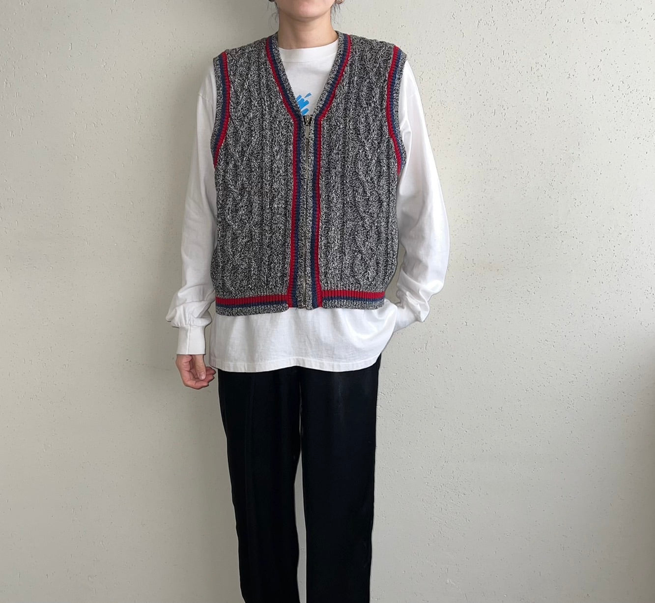90s Zipped Cotton Knit Vest