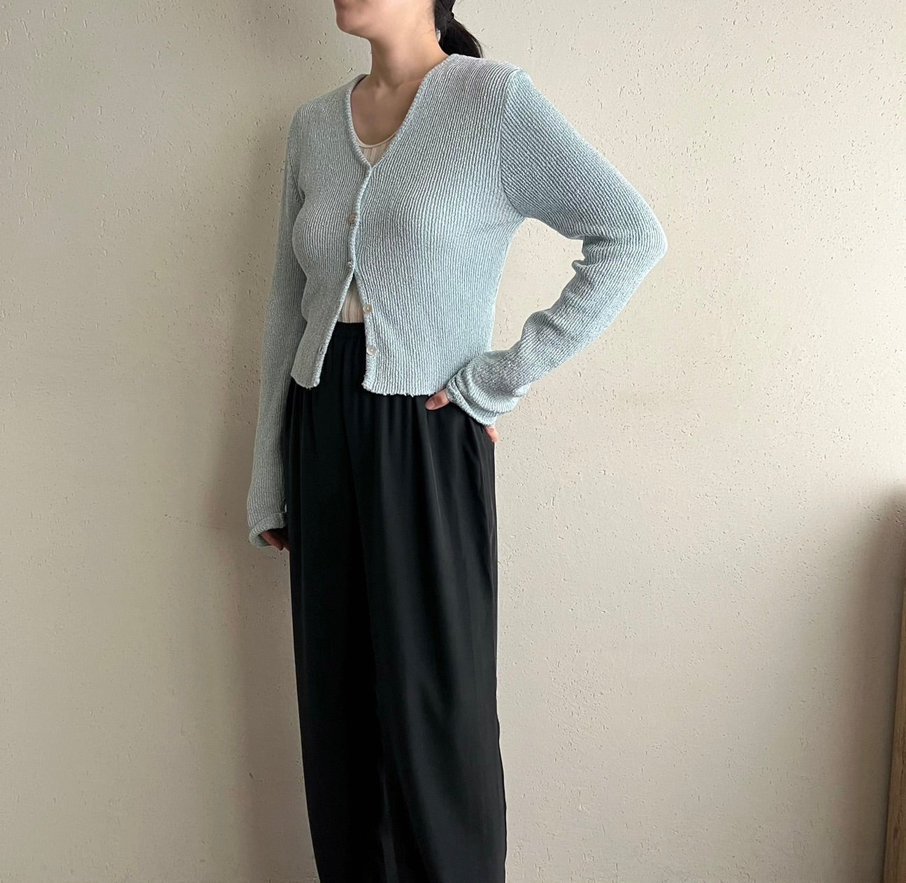 90s Ribbed Cardigan Made in USA