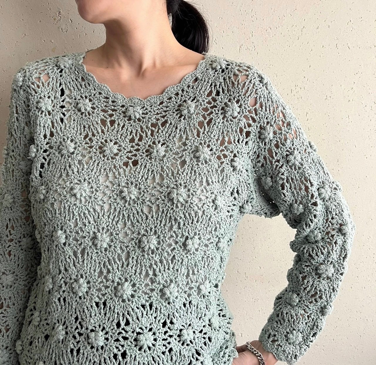90s Silk Crochet Top
