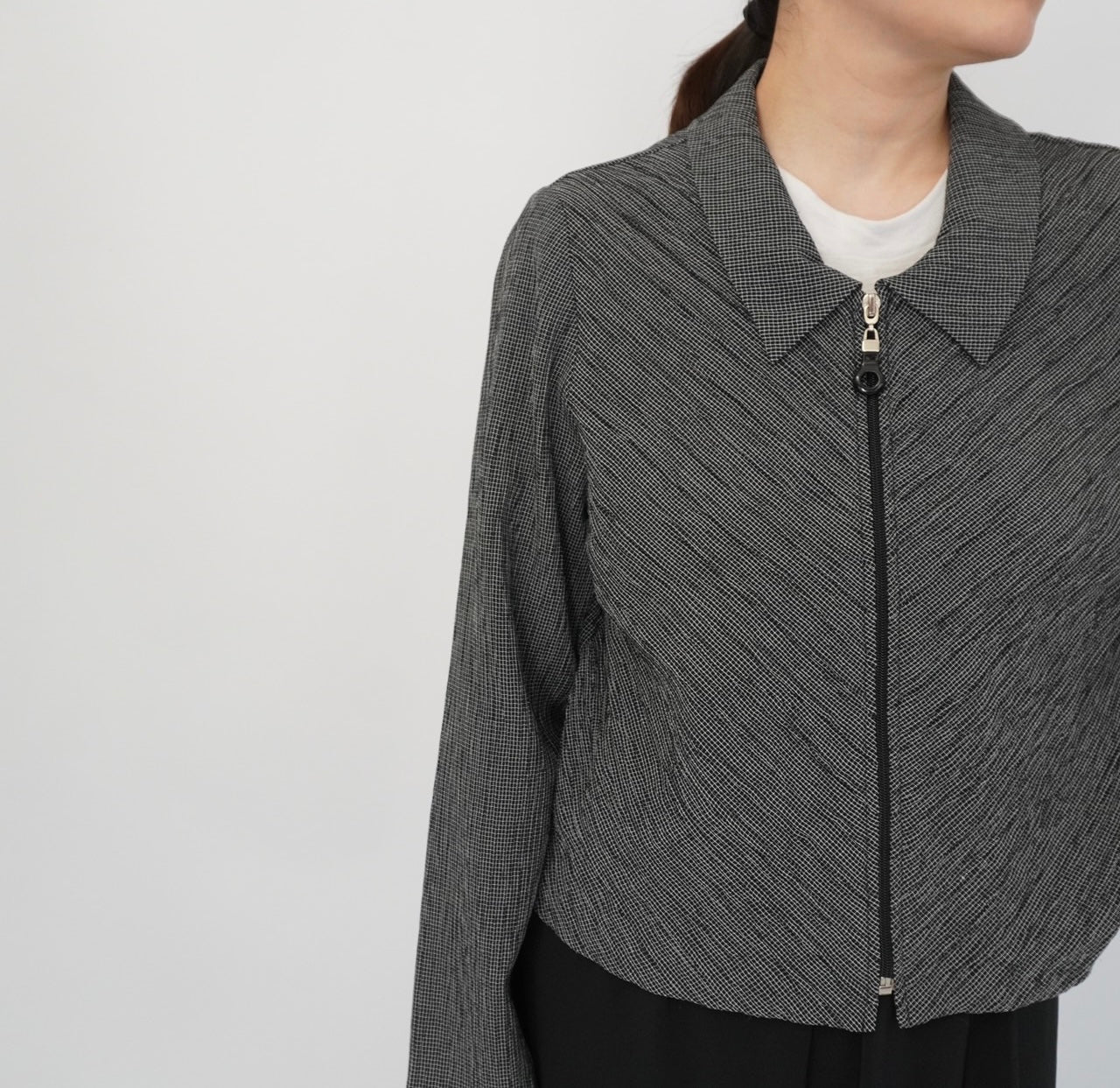 90s Pleat Zip Shirt,Jacket