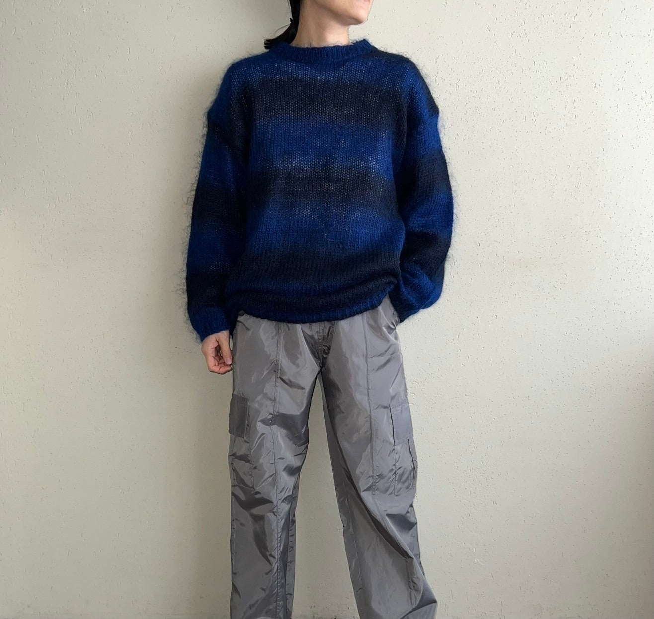 90s Black x Blue Mohair Knit