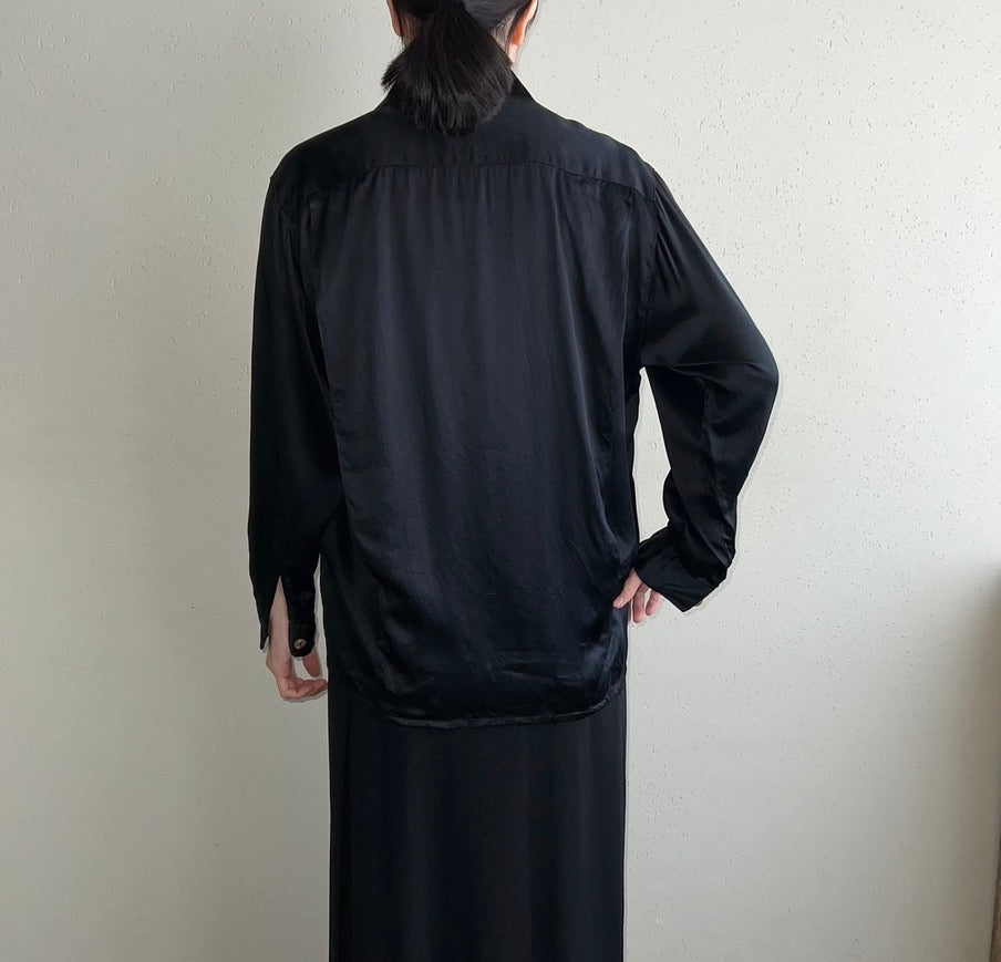 90s Black Silk Shirt