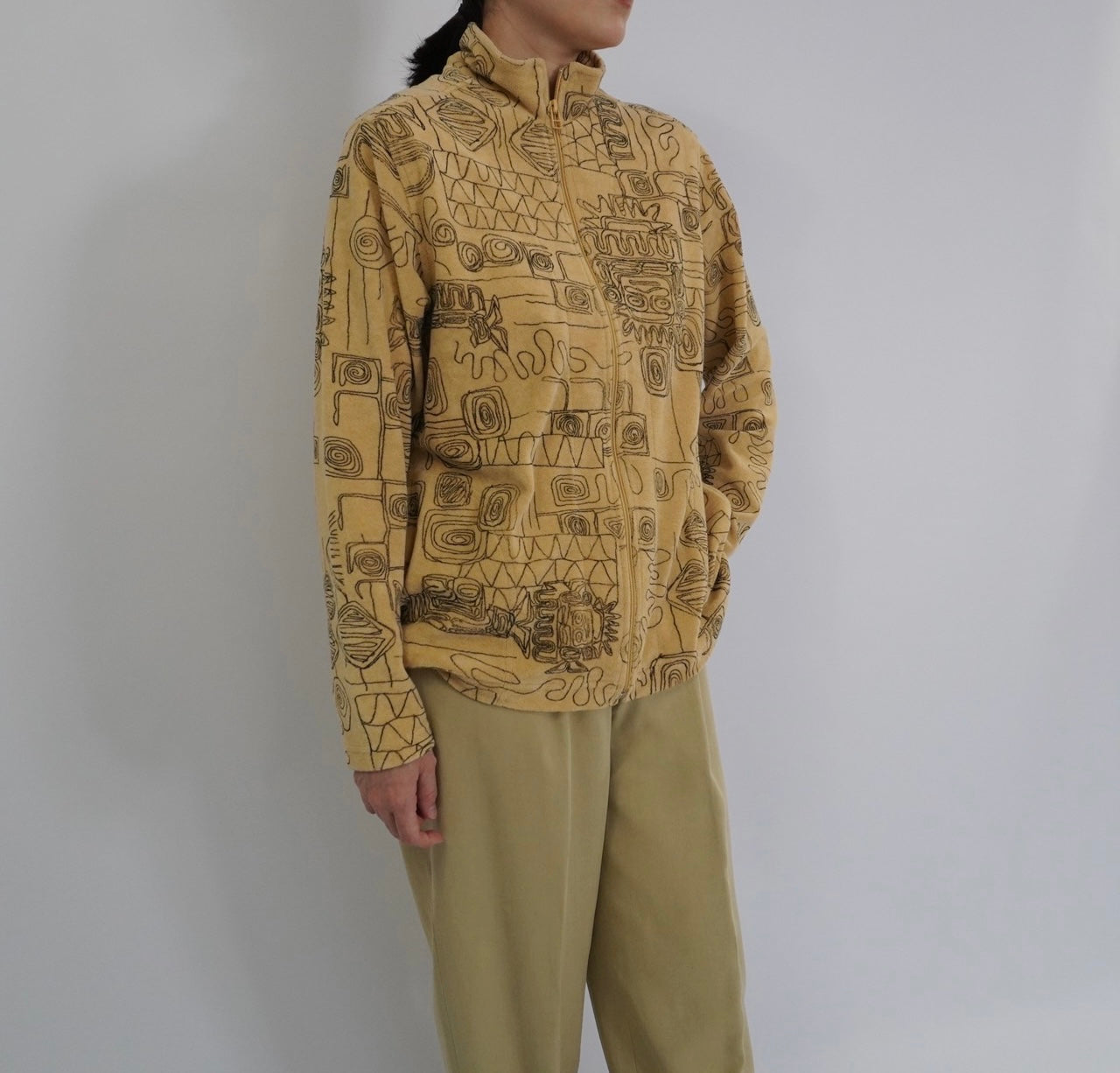 90s Abstract Printed Zip Top