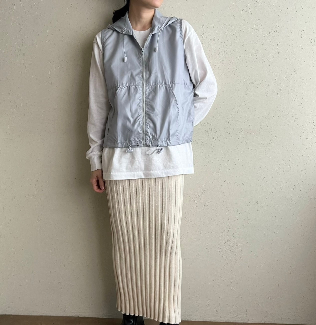 90s Light Blue Sleeveless Zipped Top Dead Stock