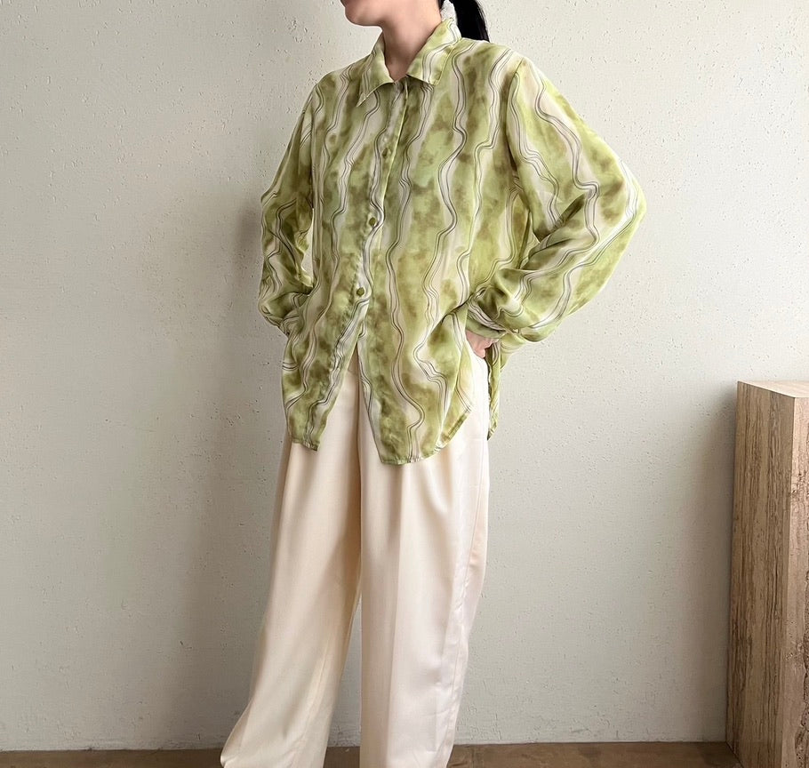 90s EURO Sheer Printed Shirt
