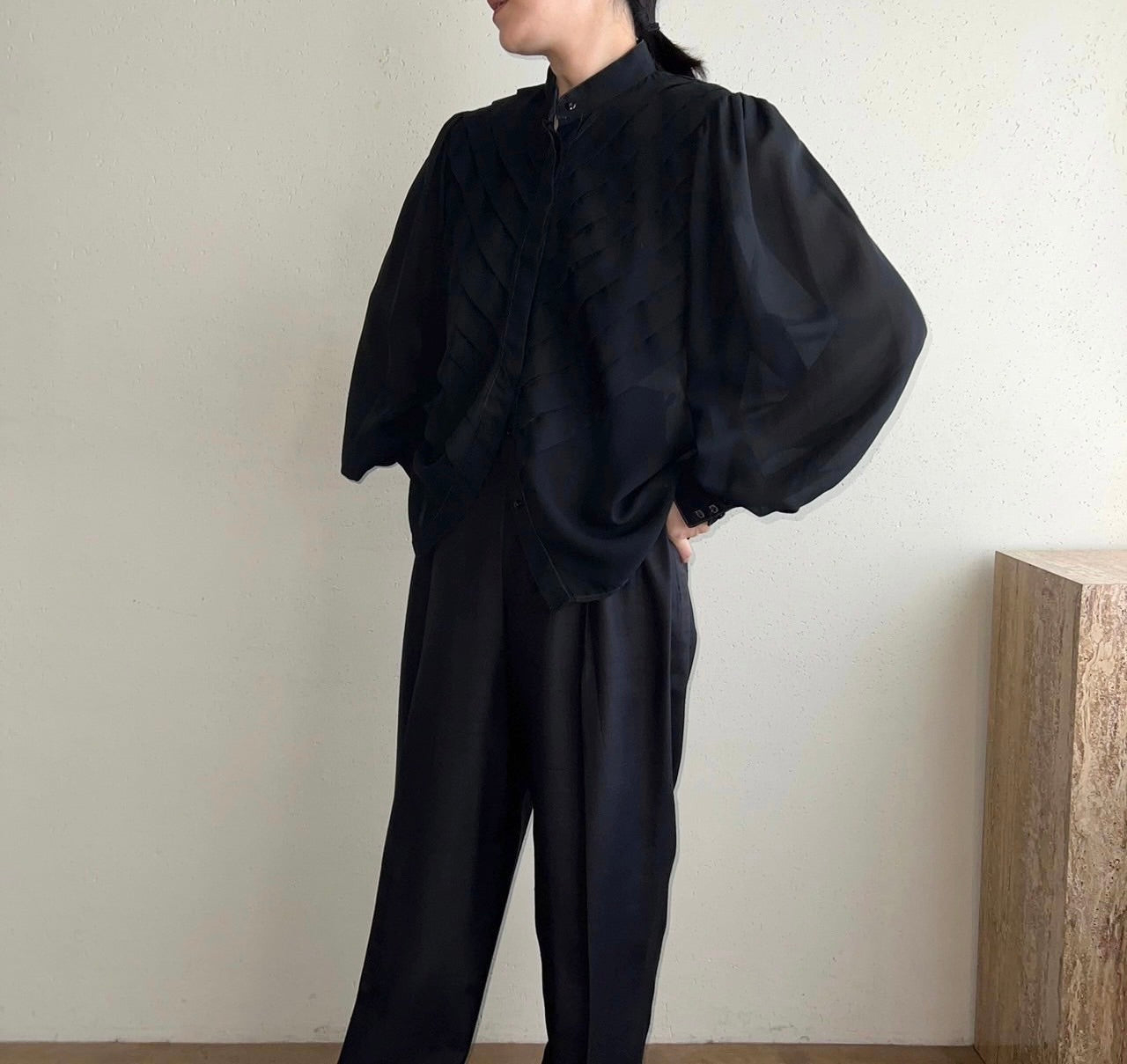 90s Pleated Design Blouse Made in USA