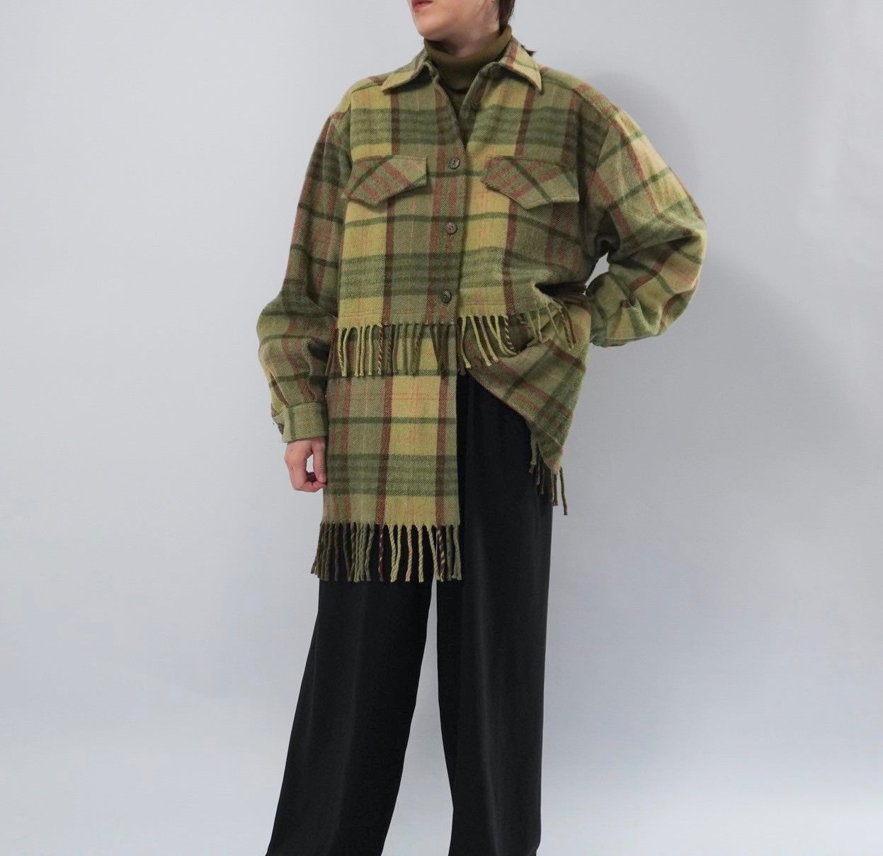 80s Plaid Fringe Design jacket Made in Italy