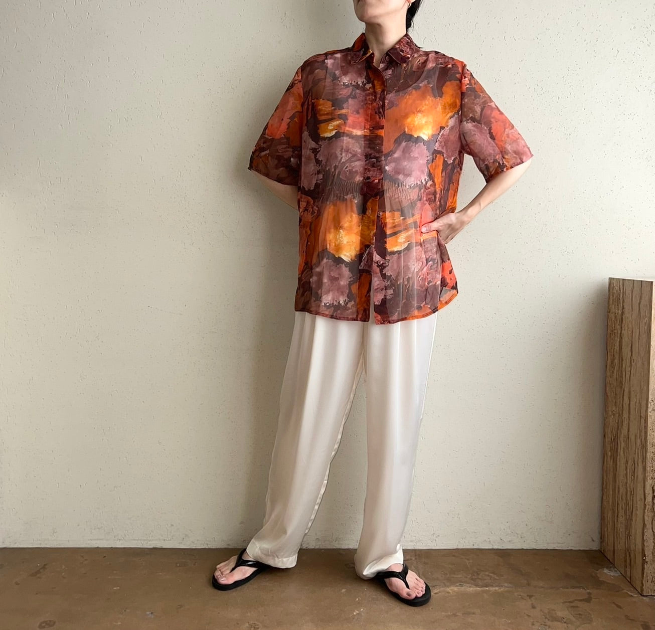 90s Printed Sheer Shirt