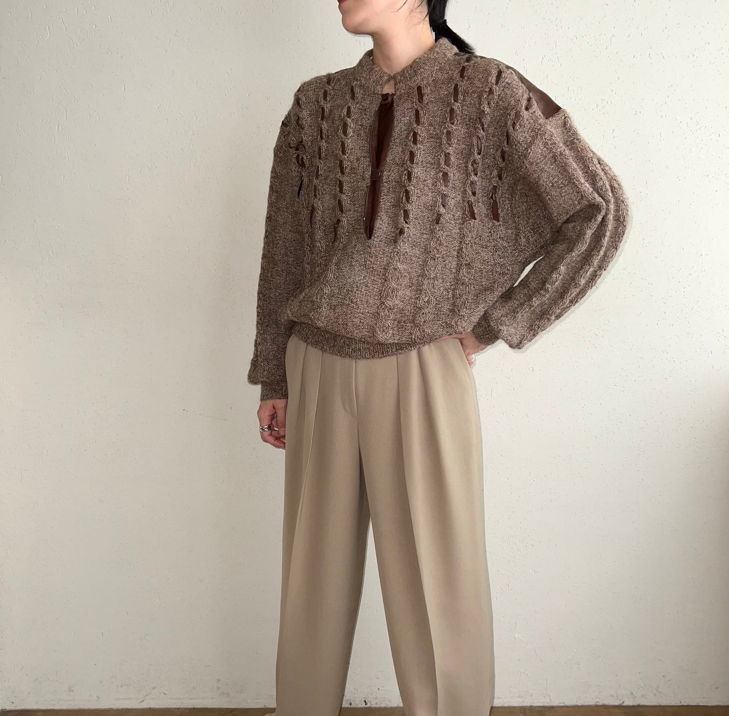 80s Leather Design Knit
