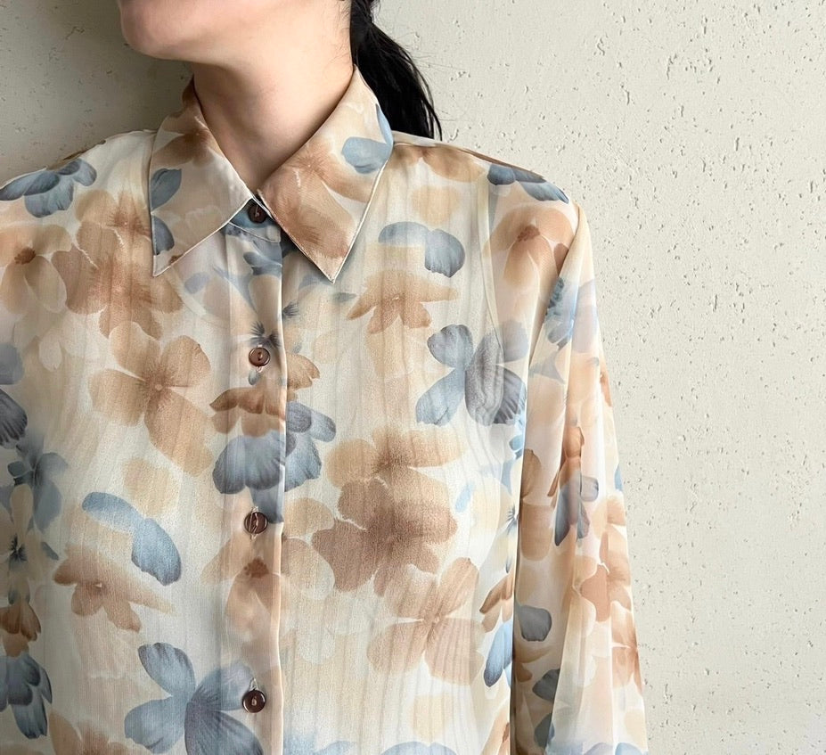 90s Printed Sheer Shirt