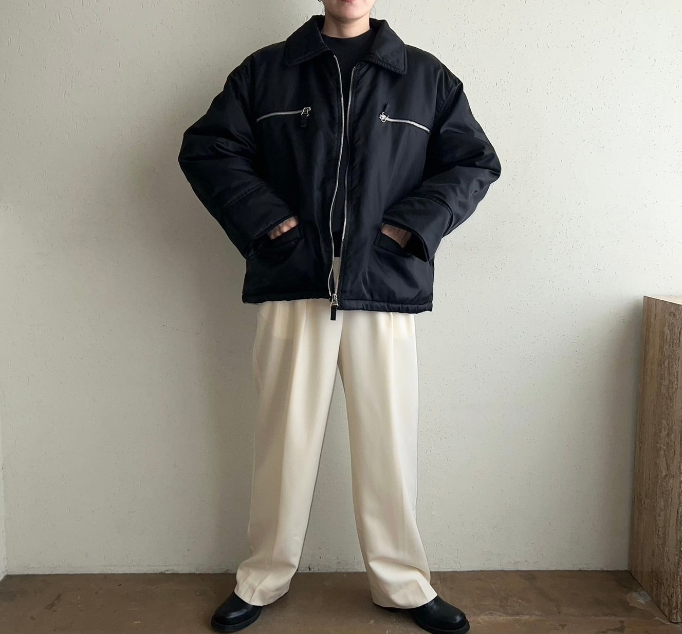 90s Black Nylon Jacket Made in Italy