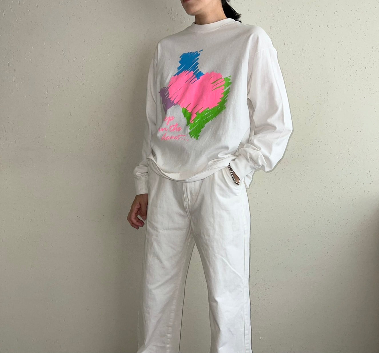 80s Printed Long Sleeves T-shirt Made in USA